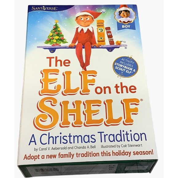 The Elf On The Shelf A Christmas Tradition Dark Tone Skin Boy With Book - Picture 6 of 6